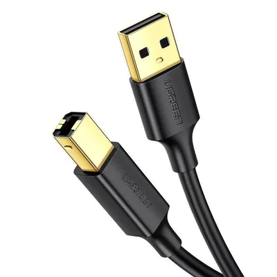Ugreen us135 kabel usb 2.0 a-b do drukarki, pozłacany, 1.5m (czarny)