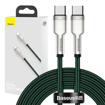 Kabel usb-c do usb-c Baseus cafule, 100w, 2m (zielony)
