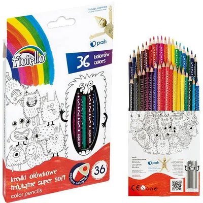 Kredki ołówkowe trójkątne Fiorello super soft 170-2474 36kol
