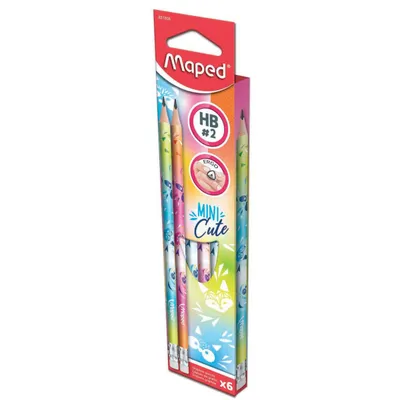 Ołówek z gumką MAPED mini cute hb 6 szt. blister kartonowy