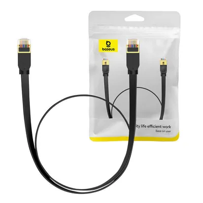 Płaski kabel sieciowy Baseus ethernet rj45, gigabit, cat.7, 0,5m (czarny)