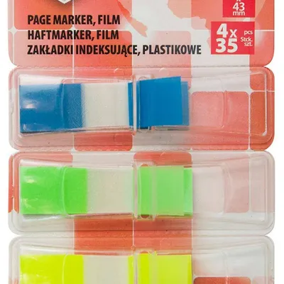 Zakładki indeksujące foliowe 12x43mm OFFICE PRODUCTS mix kolorów 4x35 szt