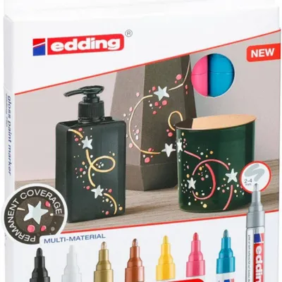 Markery olejowe EDDING 750 połyskujące mix kolorów 2-4mm 8szt