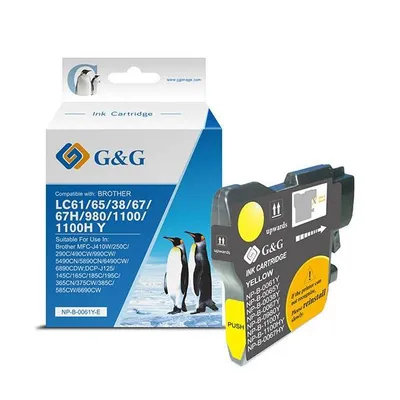 G&g kompatybilny ink / tusz z lc-980y, lc-1100y, yellow, 260s, np-b-0061y/1100y/980y, dla brother dcp-145c, 165c