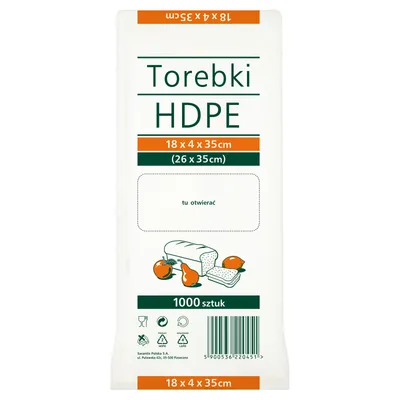 Torebki foliowe 18x4x35cm Sarantis zza175400. hdpe 1000szt