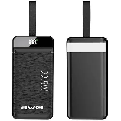 Awei powerbank 30000mah p140 k 22,5w led lamp lcd