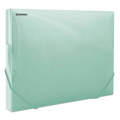 Teczka z gumką przestrz. a4 DONAU transparentna zielona pp 700 g/m² 30mm