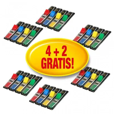 Zakładki indeksujące foliowe 11,9x43,2mm 3M post-it® 683-4 4+2x35szt