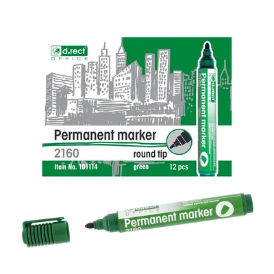 Marker permanentny D.RECT 2160 zielony okrągła 1-3mm
