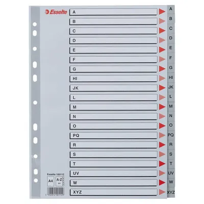 Przekładki a-z a4 ESSELTE 100112 szary pp