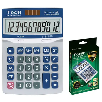 Kalkulator biurowy 12cyfr Toor Electronic tr-2213a 120-1858 zasilanie solarne + bateria 170x125x36mm