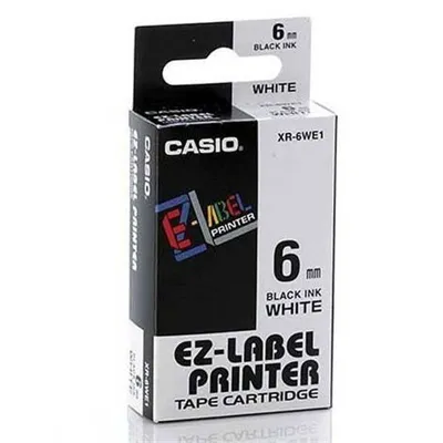 Casio oryginalny taśma do drukarek etykiet, Casio, xr-6we1, czarny druk/biały podkład, nielaminowany, 8m, 6mm