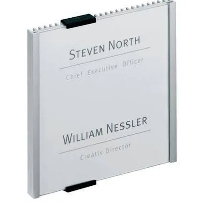 Tabliczka informacyjna 149x52.5mm DURABLE info sign 480023 przód przezroczysty a profilu aluminiowego