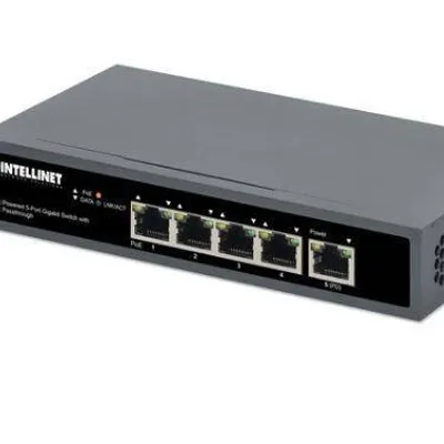 Intellinet przełącznik gigabit 5x poe passthrough zasilany poe lub acz, 95w