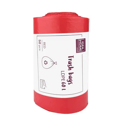 Worki na śmieci ldpe czerwone 60l 50szt