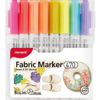 Markery do tkanin Monami fabric marker 470 170-2785 mix*8 pędzelkowa 8szt