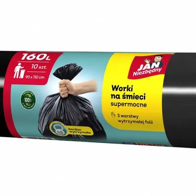 Worki ldpe JAN NIEZBĘDNY czarne 160l 10 szt