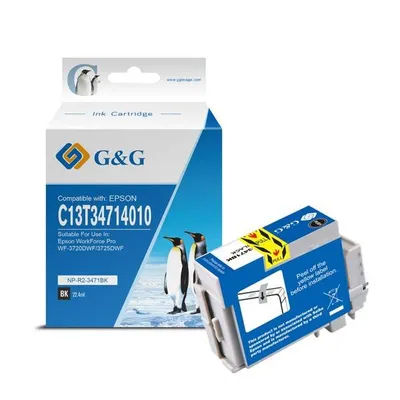 G&g kompatybilny ink / tusz z c13t34714010, black, np-r-3471bk, dla epson wf-3720dwf, 3725dwf