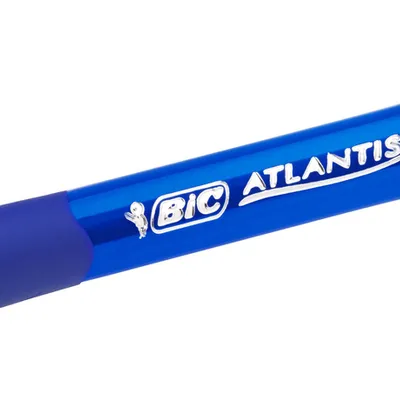 Długopis automatyczny z metalowym klipem z gumowym uchwytem BIC atlantis soft 9021322 niebieski 1.0mm niebieska obudowa