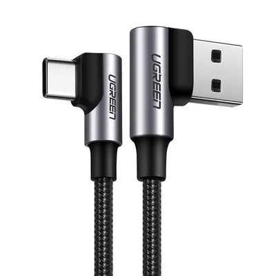 Kabel usb do usb-c, kątowy UGREEN us176, 3a, 0.5m (czarny)