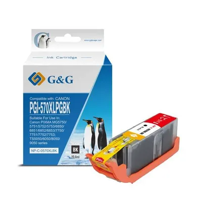 G&g kompatybilny ink / tusz z pgi-570xlbk, black, 20,4ml, ml np-c-0pg570xlbk, dla canon pixma mg5700, mg5750, mg5751, mg5752, mg57