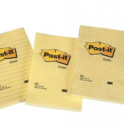Karteczki samoprzylepne 102x152mm 3M post-it® 662 żółte w kratkę 100 kart