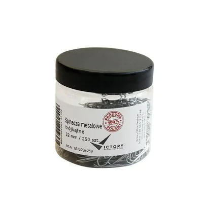 Spinacze trójkątne 22mm VICTORY OFFICE PRODUCTS 63t22sm250 metalowe w słoiku małym 250szt