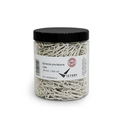 Spinacze okrągłe 28mm VICTORY OFFICE PRODUCTS 6028sd800-02 białe metalowepowlekane w słoiku dużym 800szt