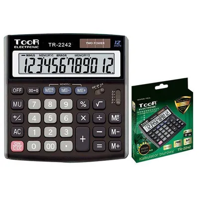 Kalkulator biurowy 12cyfr Toor Electronic tr-2242 120-1458 zasilanie solarne + bateria 145x137x33mm