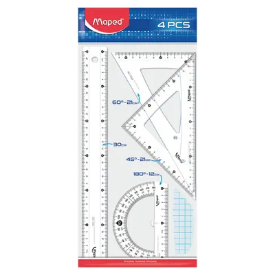 Zestaw MAPED start maxi 4 elem. linijka 30 cm, 2 ekierki, kątomierz torebka