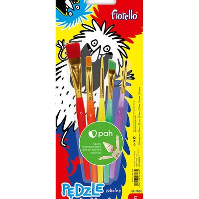 Pędzle 3 płaskie, 2 okrągłe Fiorello gr-fb5e 170-2626 nylon 5szt
