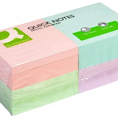 Karteczki samoprzylepne 76x76mm Q-Connect rainbow pastelowe mix 12x100kart