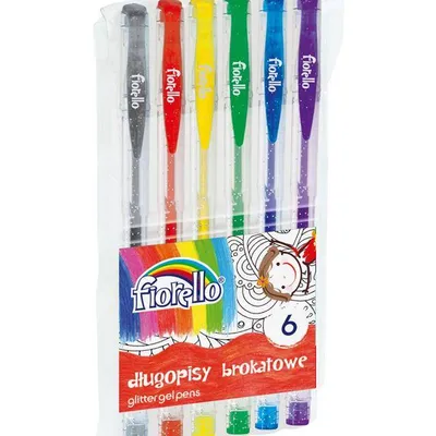 Długopis żelowy z brokatem Fiorello 160-1810 mix*6 1.0 6szt