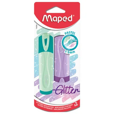 Zakreślacz MAPED glitter pastel brokatowy 2 szt mix kolorów blister kartonowy