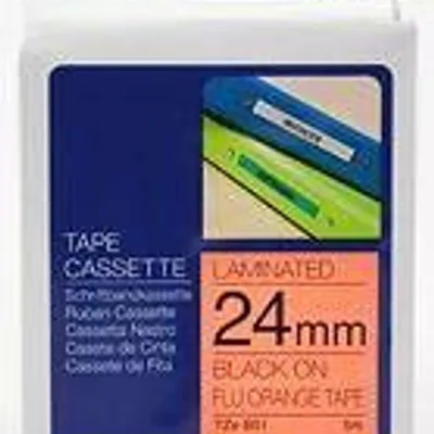 Tasiemka oryginalna czarny/fluo pomarańczowe BROTHER tzeb51 24mm x 5 m