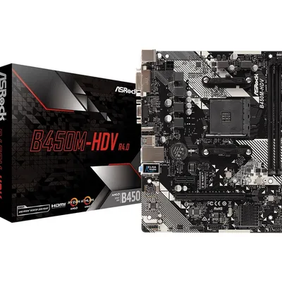 Asrock płyta główna b450m-hdv r4.0 am4 2ddr4 vga/dvi/hdmi/m.2 uatx