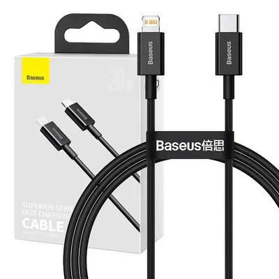 Kabel usb-c do lightning Baseus superior series, 20w, pd, 1m (czarny)