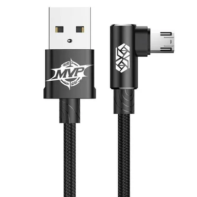Kabel usb do micro usb, kątowy Baseus mvp elbow 1.5a 2m (czarny)