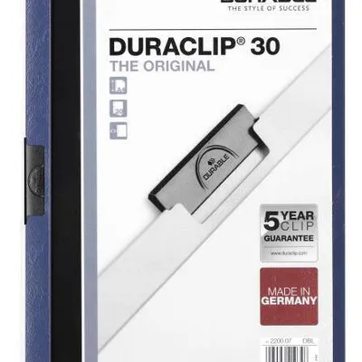 Skoroszyt zaciskowy a4 DURABLE duraclip 220007 granatowy plastikowy 30 krt