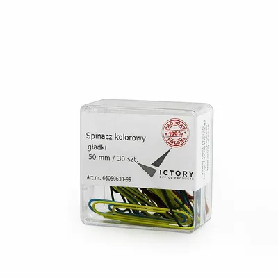 Spinacze okrągłe 50mm VICTORY OFFICE PRODUCTS 66050630-99 mix kolorów metalowepowlekane w pojemniku plastikowym 30szt