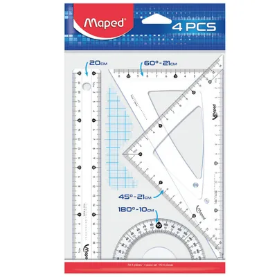 Zestaw MAPED start medium linijka 20 cm. 2 ekierki. kątomierz torebka