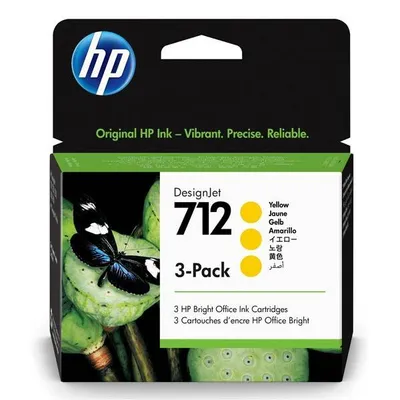 Hp oryginalny ink / tusz 3ed79a, HP 712, yellow, 29ml, hp 3-pack designjet studio,t210,t230,t250,t630,t650
