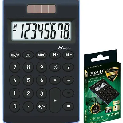 Kalkulator kieszonkowy 8cyfr Toor Electronic tr-252-k 120-1772 czarny zasilanie solarne + bateria 101x62x11mm