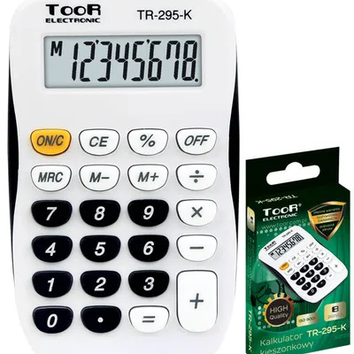 Kalkulator kieszonkowy 8cyfr Toor Electronic tr-295-k 120-1769 biało-czarny zasilanie bateryjne 90x55x11mm