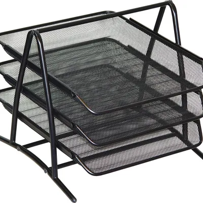 Szuflada na dokumenty 297x275x350mm D.RECT 3 szuflady czarna metalowa siatka