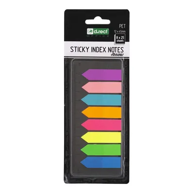 Zakładki indeksujące foliowe12x45mm D.RECT strzałki z linijką mix kolorów 8x25szt
