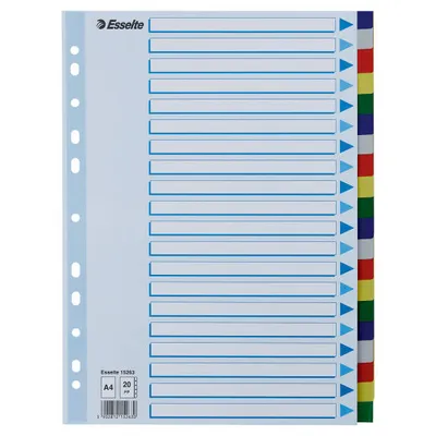 Przekładki a4 ESSELTE 15263 mix pp 20szt