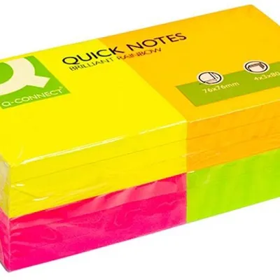 Karteczki samoprzylepne 76x76mm Q-Connect rainbow neonowe mix 12x80kart