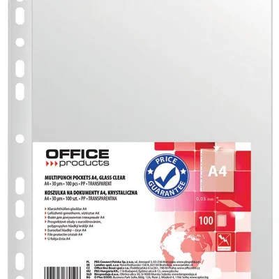 Koszulki krystaliczne a4 OFFICE PRODUCTS pp 30mic 100szt
