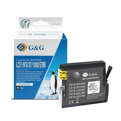 G&g kompatybilny ink / tusz z lc-1000bk, lc-970bk, black, 500s, np-b-0051bk/1000bk/970bk, dla brother dcp-130c, 330c, 540cn, 350c,